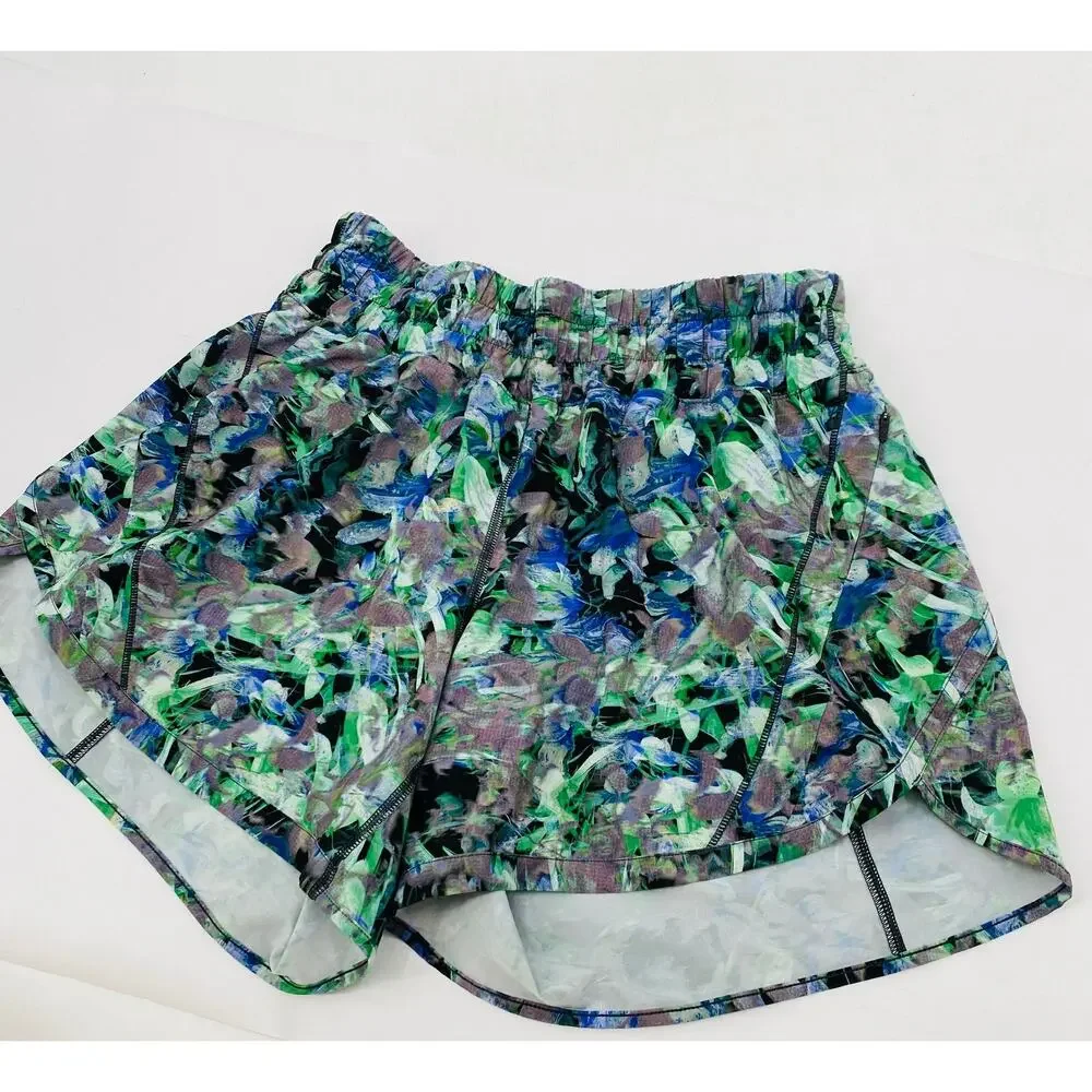 Lululemon patterned green blue high waisted shorts